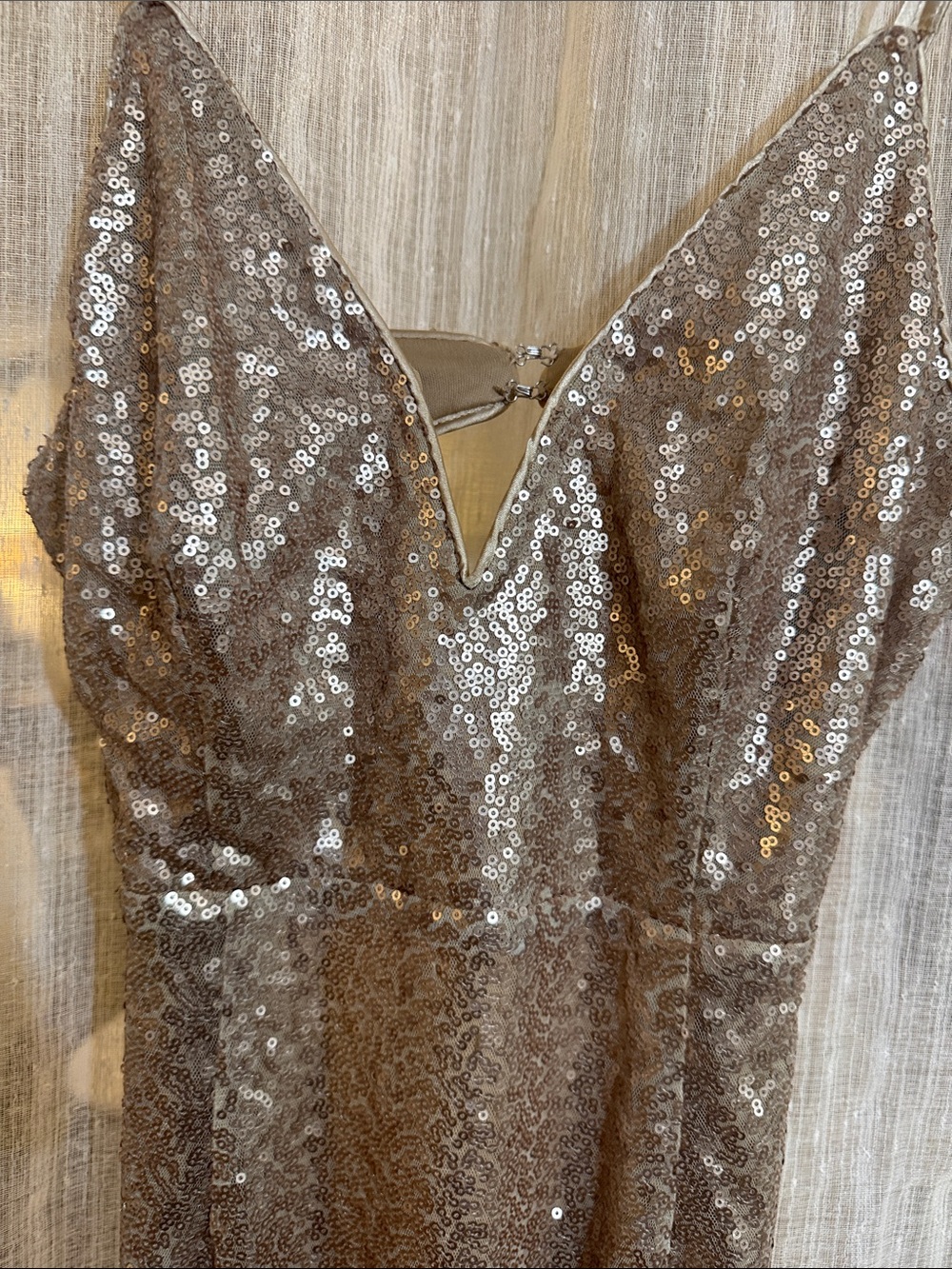 Lulus Spectacular Moment Sequined Rose Gold Mermaid Dress NWT - Picture 7 of 10